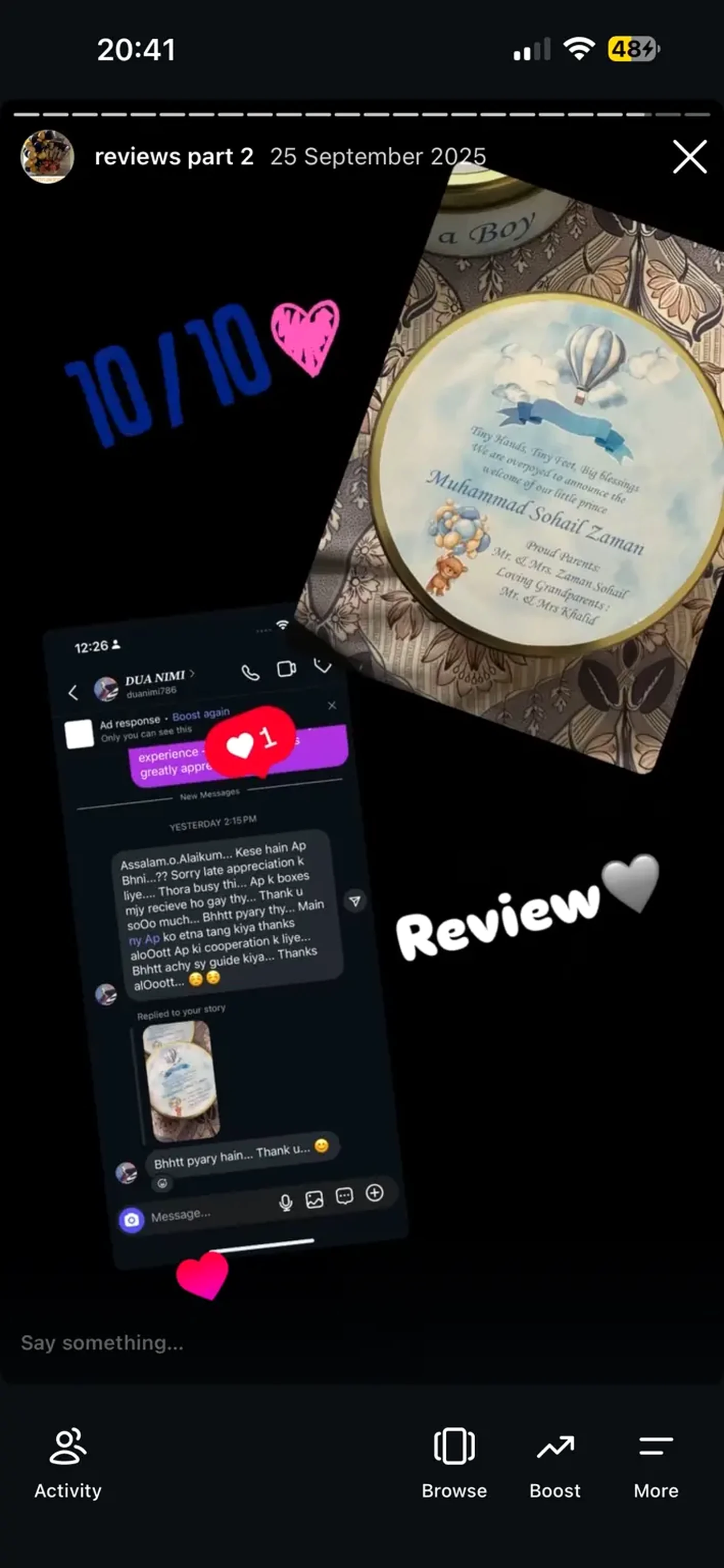 Customer review screenshot
