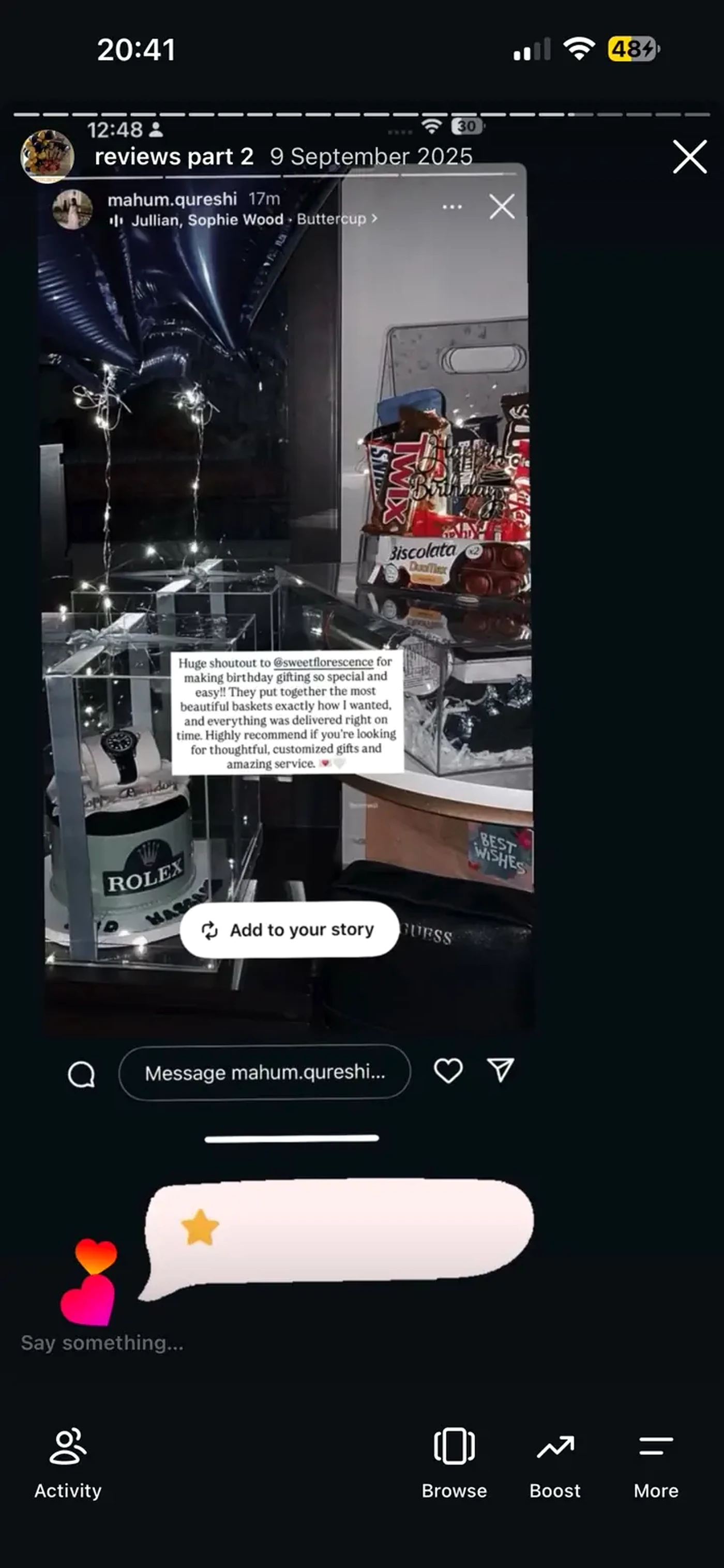 Customer review screenshot
