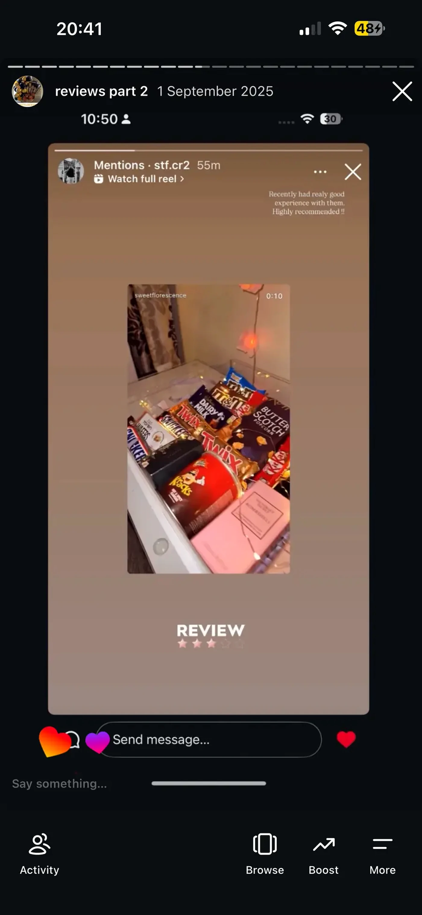Customer review screenshot