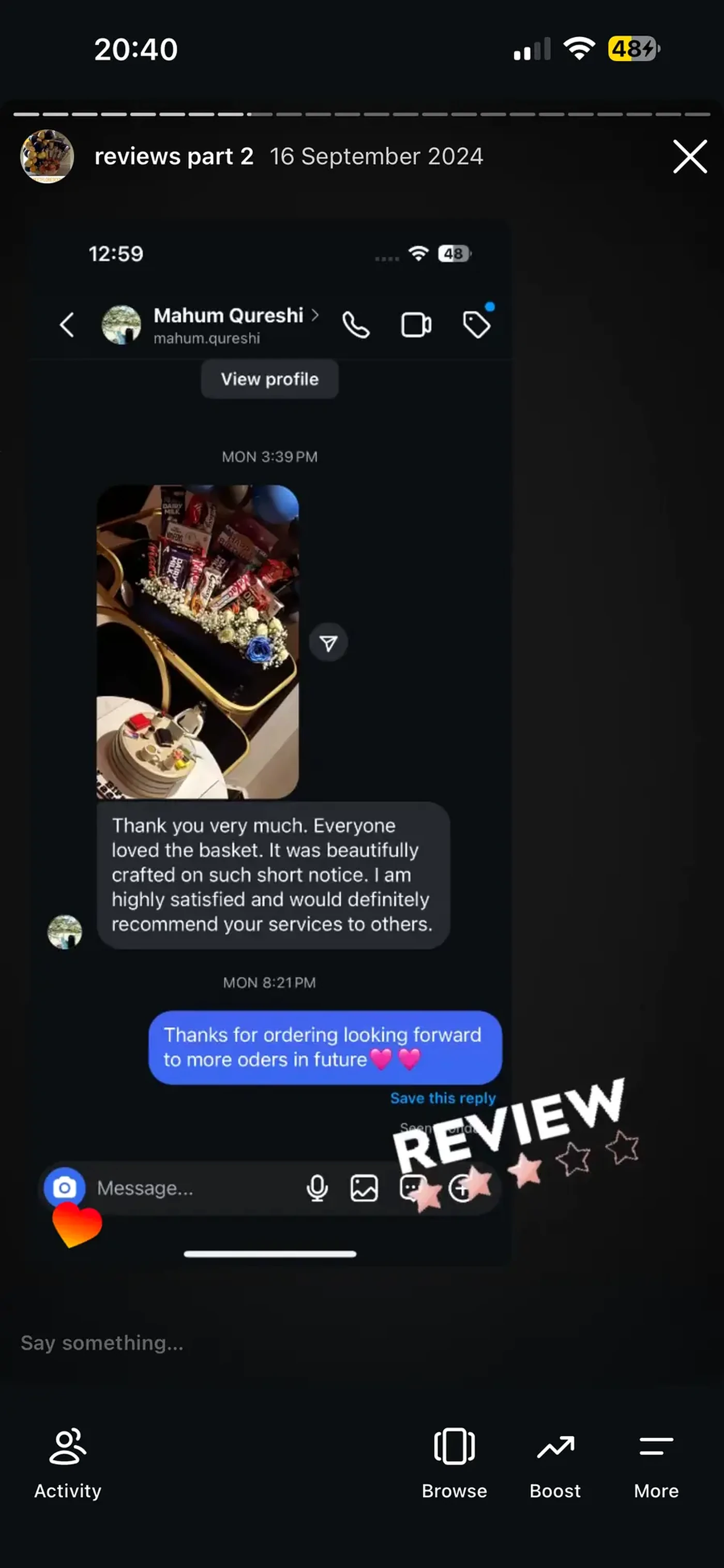 Customer review screenshot
