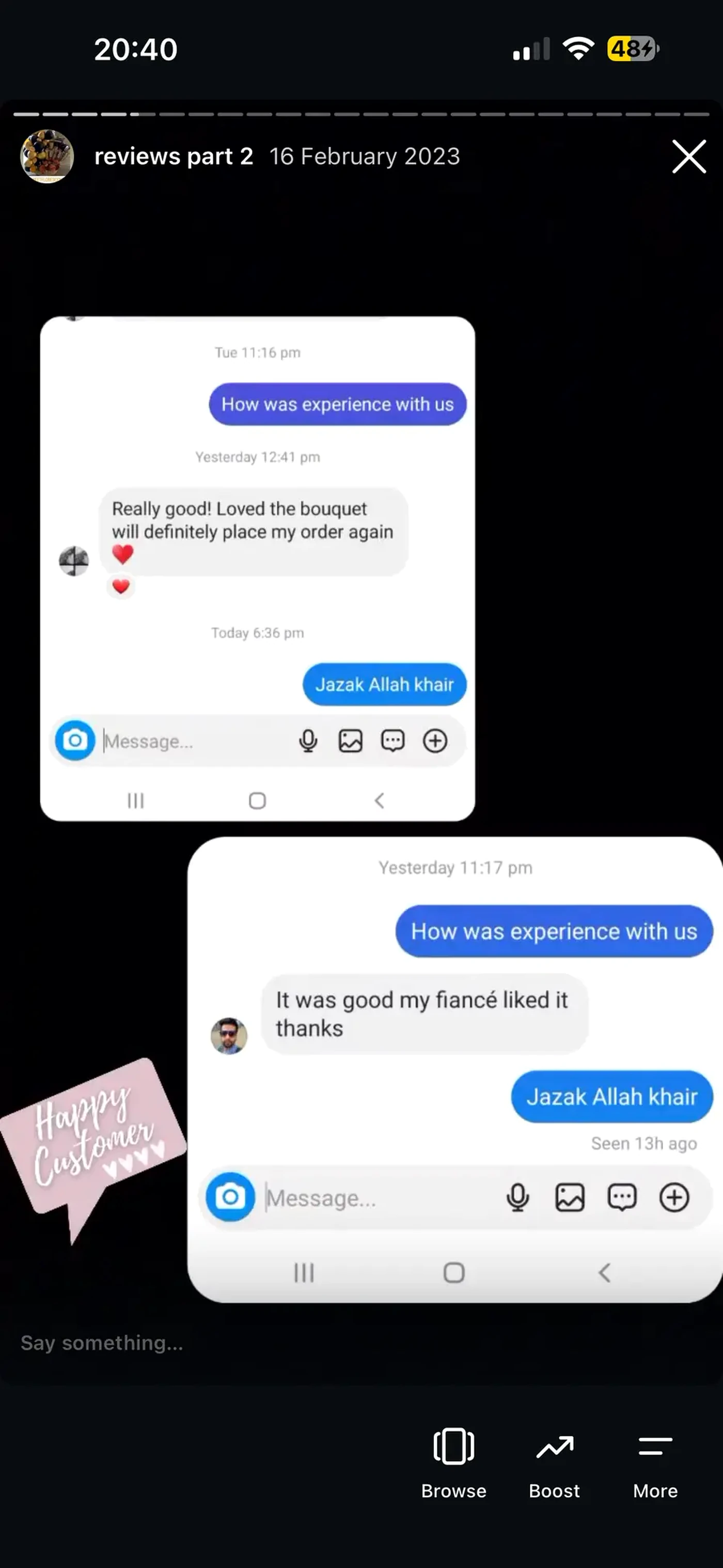 Customer review screenshot